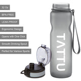 TATTU WB02 Sport Water Bottle One-Click Open Flip Top Leak Proof Lid, 32 oz, Blue, Green, Grey, Pink
