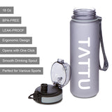 TATTU WB03 Sport Water Bottle One-Click Open Flip Top Leak Proof Lid, 18 oz, Blue, Green, Grey, Pink