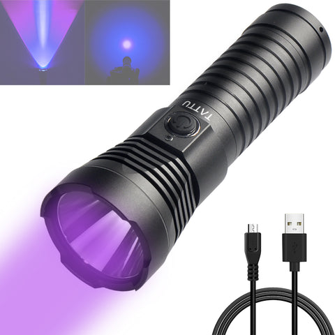 TATTU U3S UV Flashlight 365nm 10W LED Black Light Rechargeable Battery+USB Cable