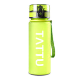 TATTU WB03 Sport Water Bottle One-Click Open Flip Top Leak Proof Lid, 18 oz, Blue, Green, Grey, Pink
