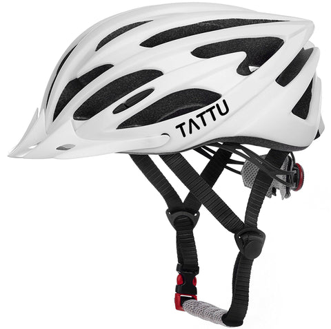 TATTU Ultralight Bike Helmet for Adult and Child with Detachable Visor, White, S/L